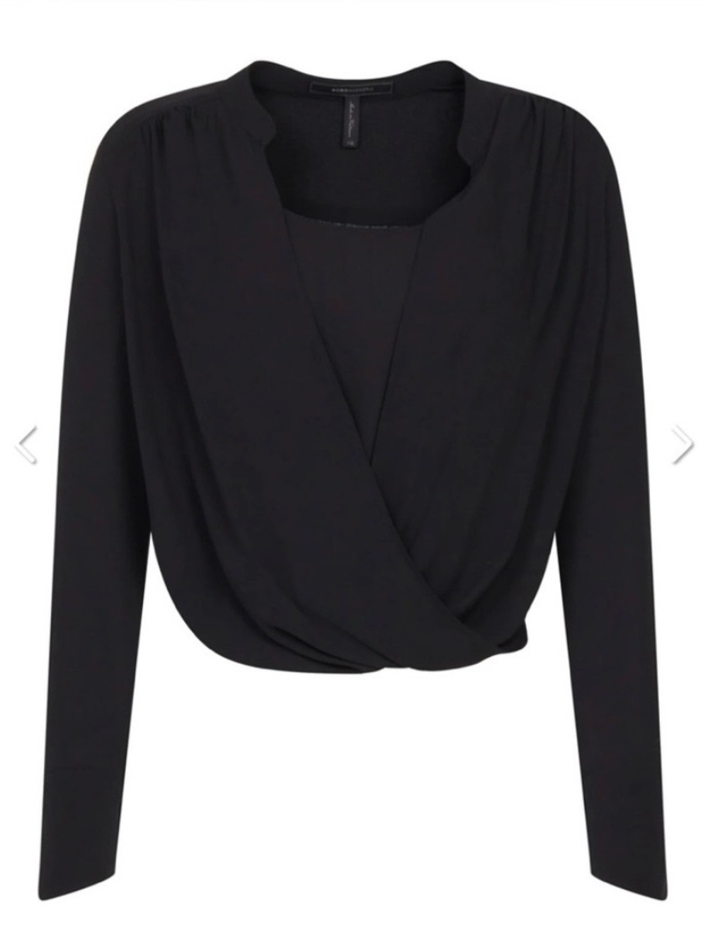NWT BCBGMAXAZRIA Jaklyn Draped Front Blouse - Black - Size M - Picture 14 of 16